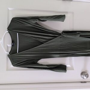 Green Long Sleeve Wrap Maxi Dress